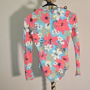 Billabong Floral Long Sleeve Bodysuit - Pink and Blue